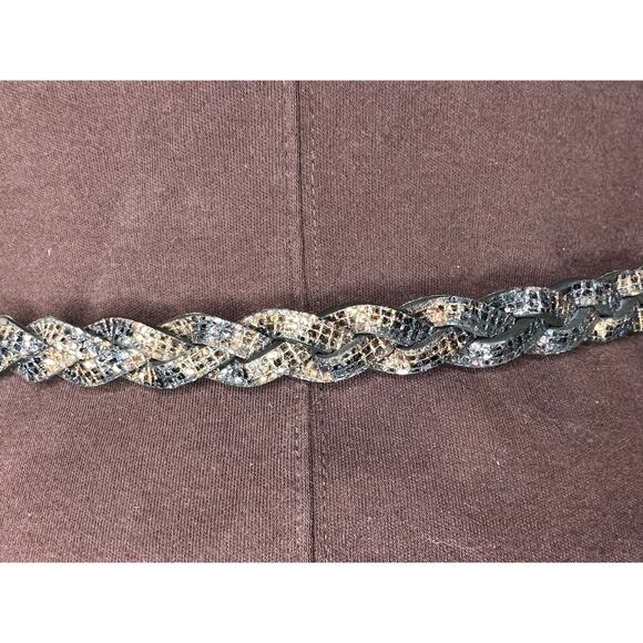 Nine west belt braided sparkly animal print y2k bronze black gold - Picture 2 of 12